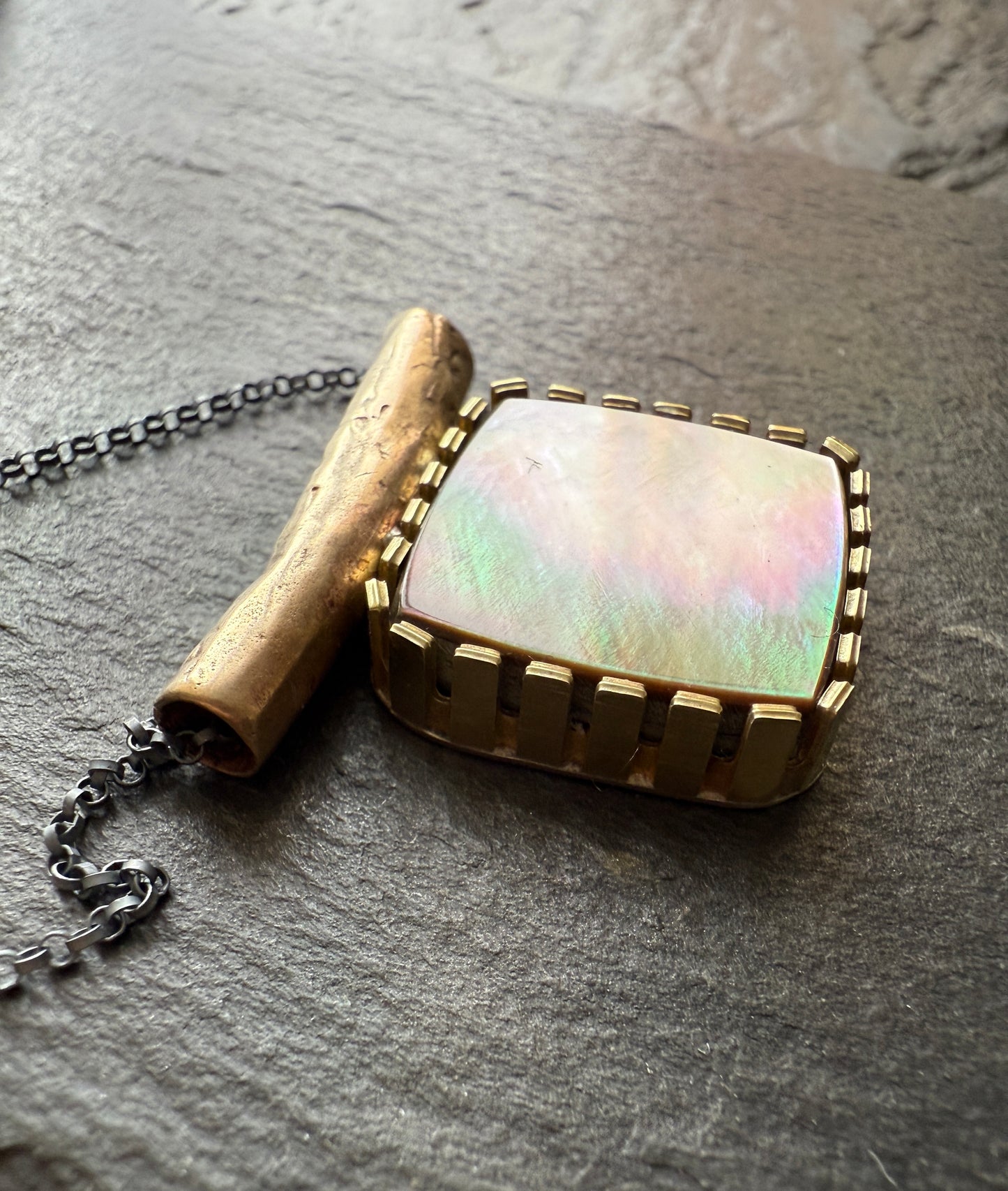 Abalone Shell Mixed Metal Necklace