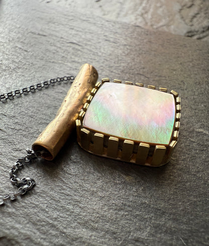 Abalone Shell Mixed Metal Necklace