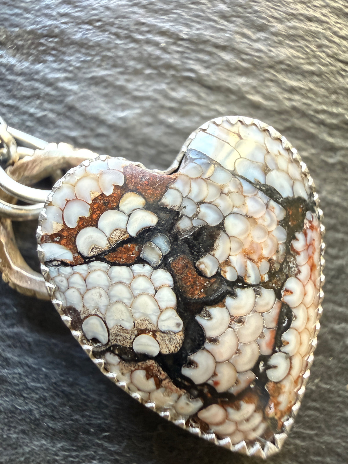 Fossilised Heart Stone Pendant