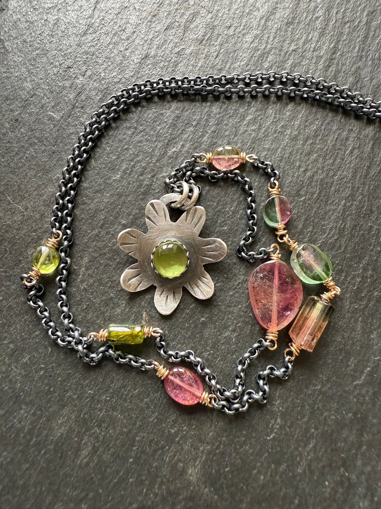 Peridot Flower Pendant