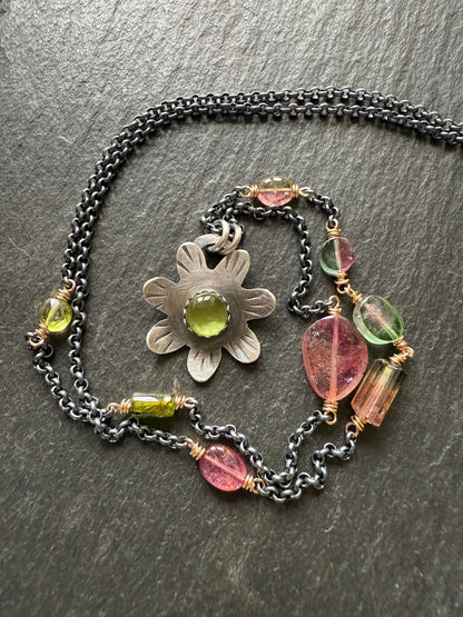 Peridot Flower Pendant