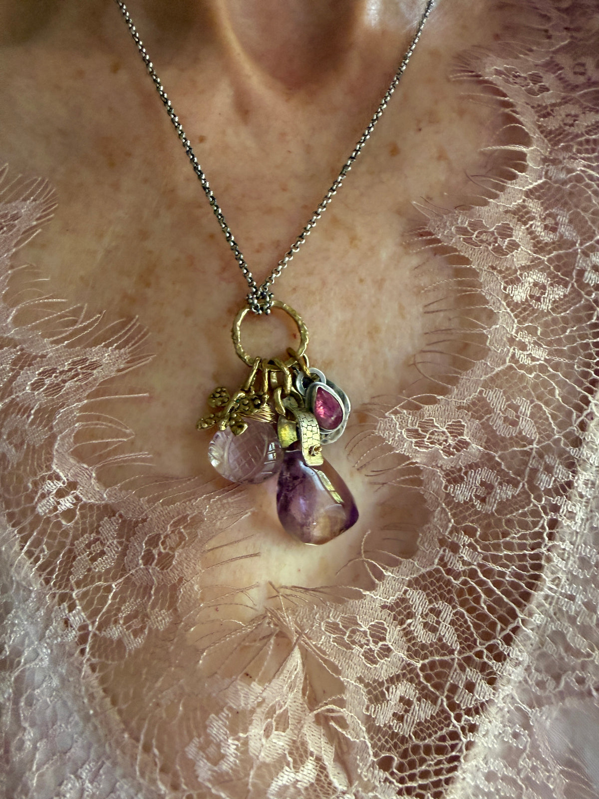 Amethyst & Ametrine Charm Necklace