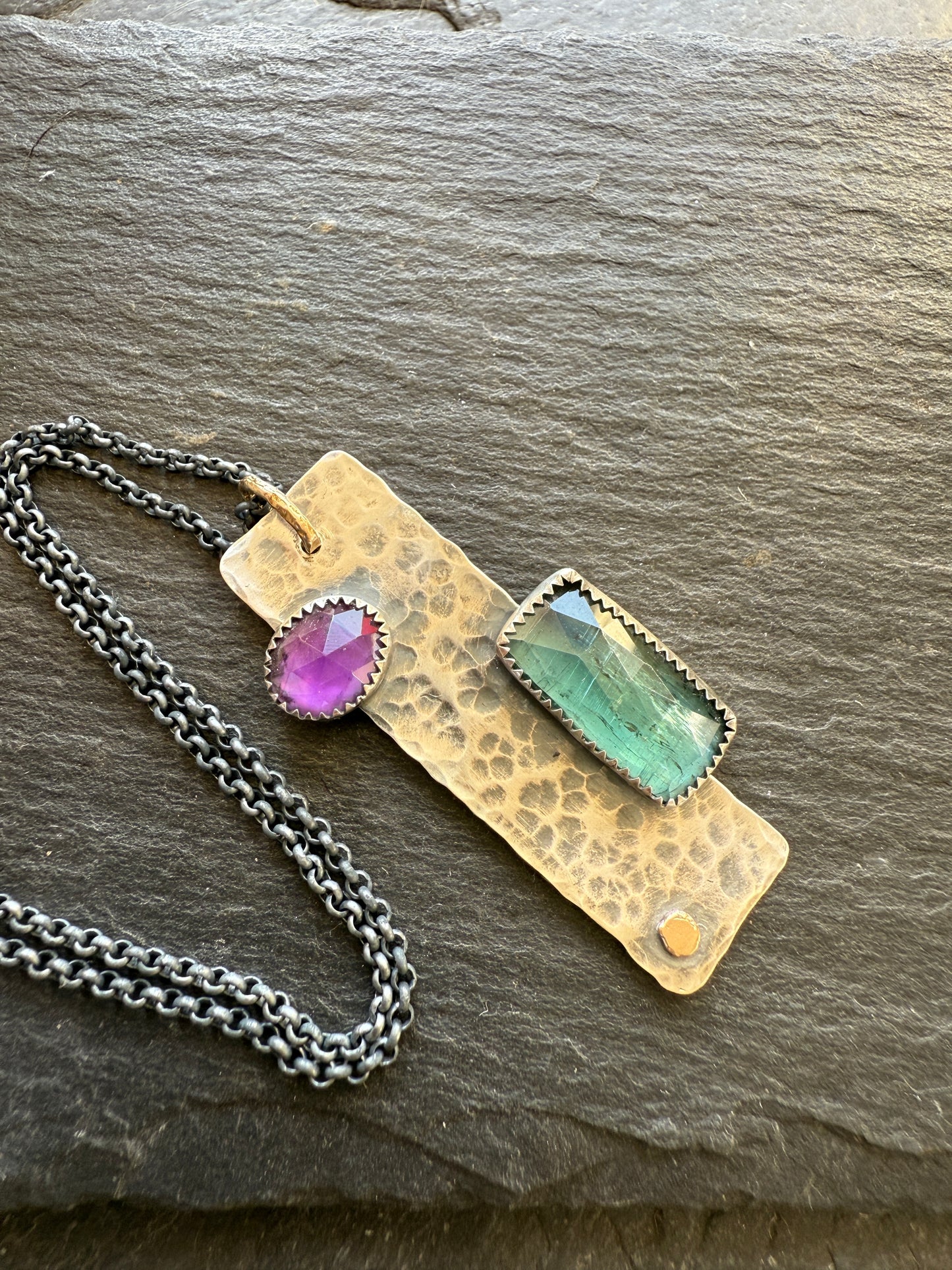 Kyanite & Amethyst Bar Necklace