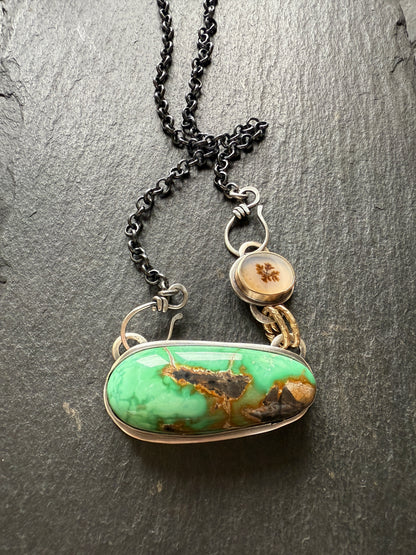 Turquoise & Dentric Flower Agate Necklace