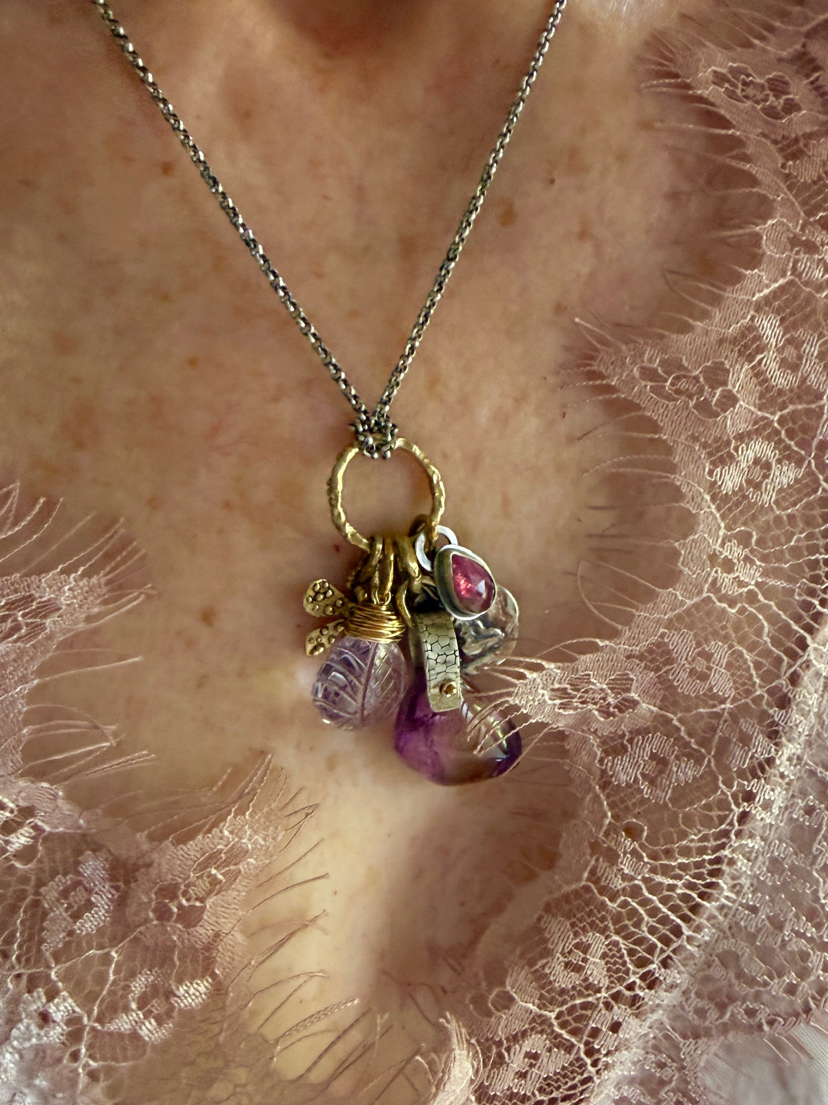 Amethyst & Ametrine Charm Necklace