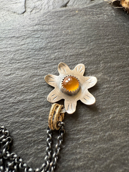 Orange Garnet Flower Pendant