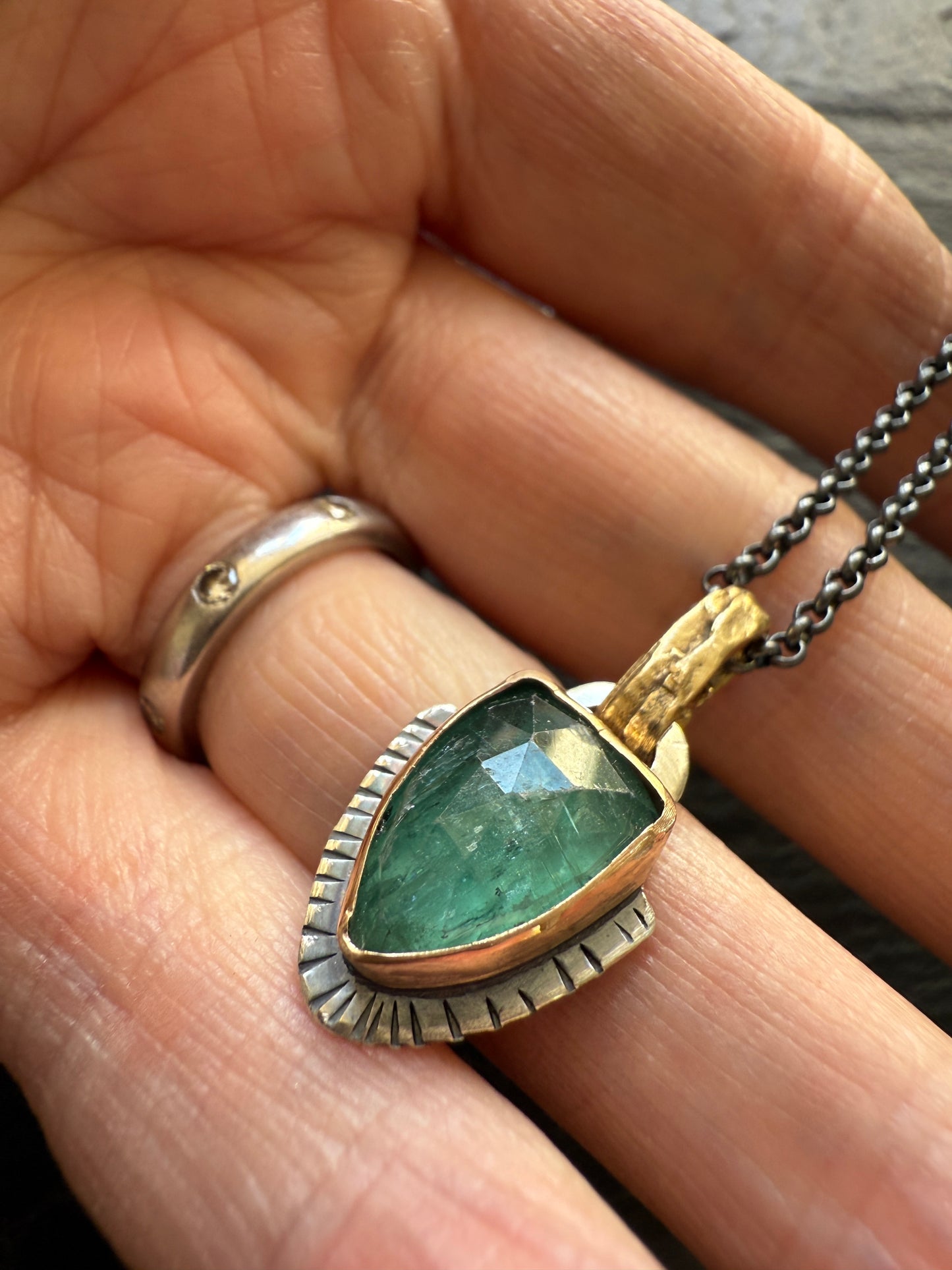 FOR AARON - Dainty Emerald Green Kyanite Pendant