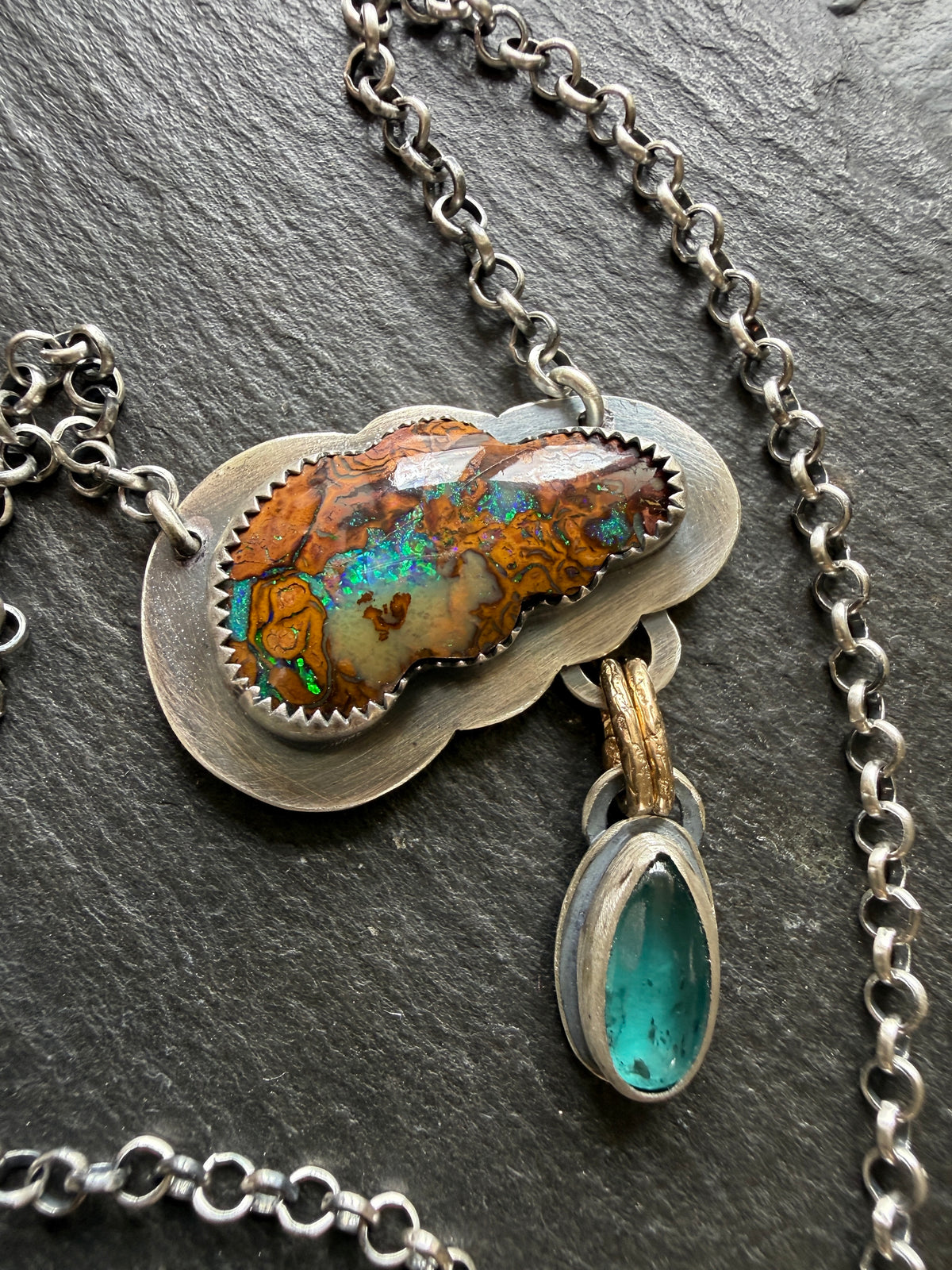 Opal Cloud Necklace with Kyanite