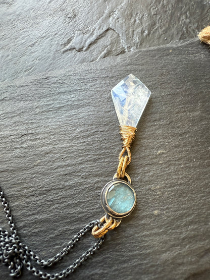 Moonstone and Kyanite Necklace