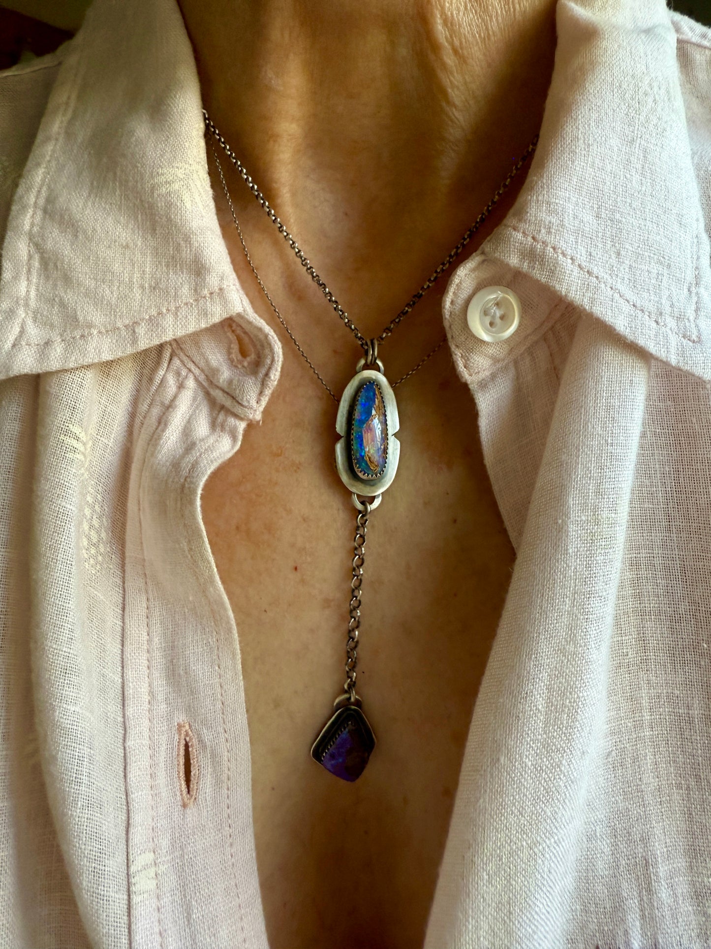 Purple Opal Lariat Necklace