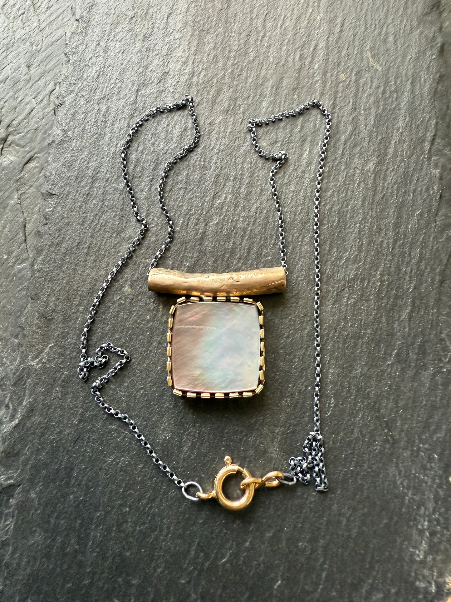 Abalone Shell Mixed Metal Necklace