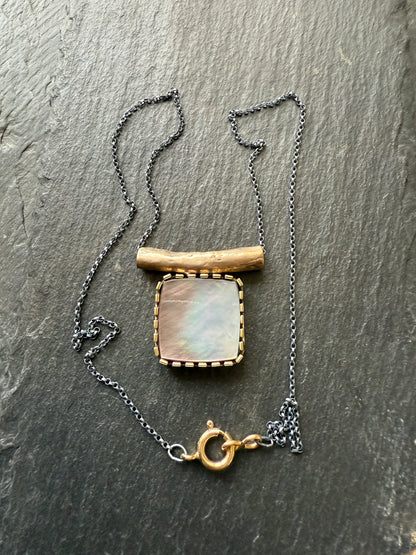 Abalone Shell Mixed Metal Necklace