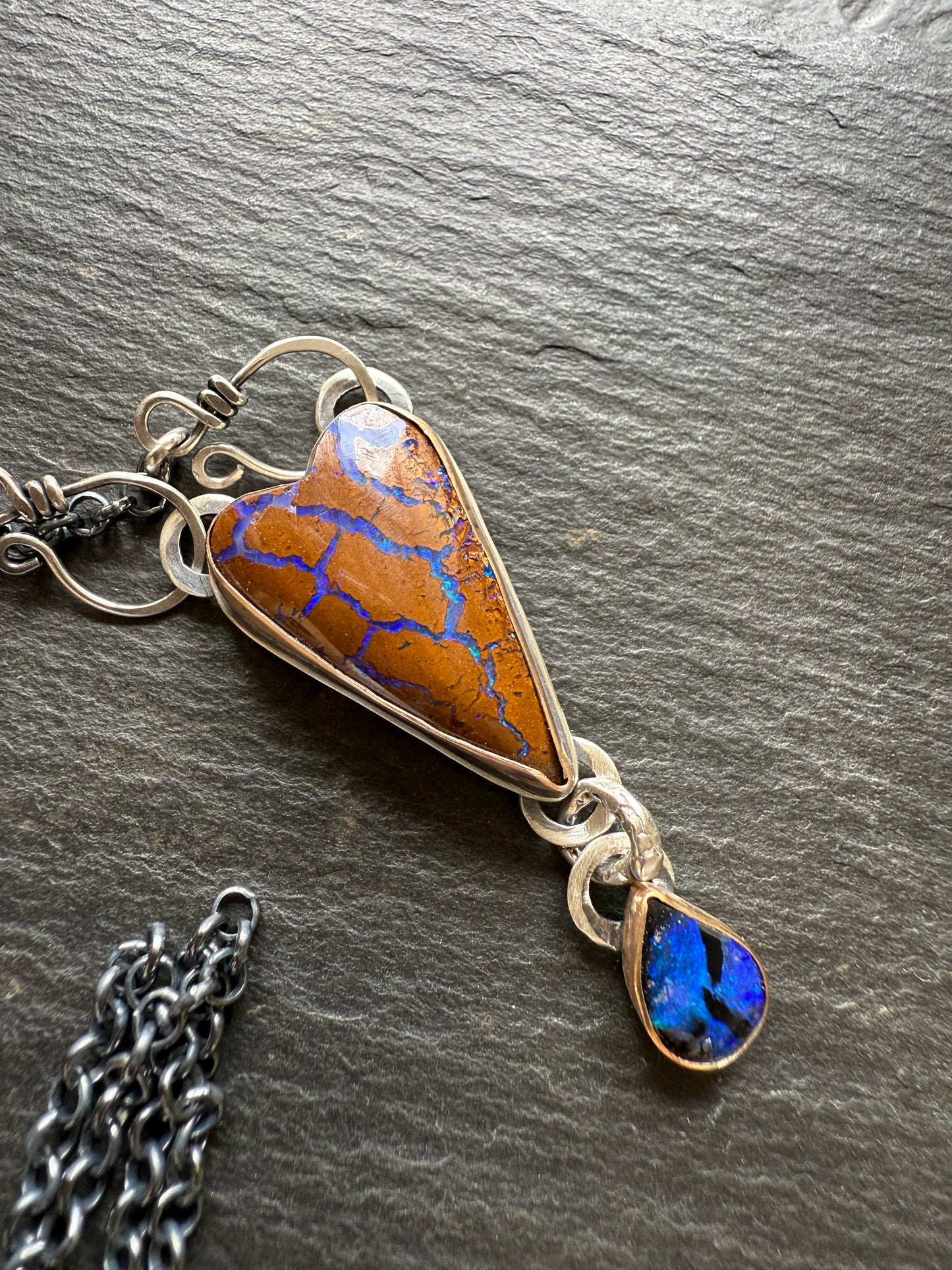 RESERVED for WENDY - Blue Heart Boulder Opal Pendant