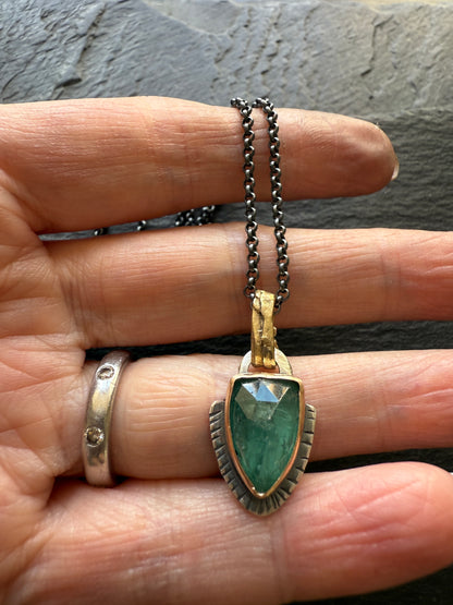 FOR AARON - Dainty Emerald Green Kyanite Pendant