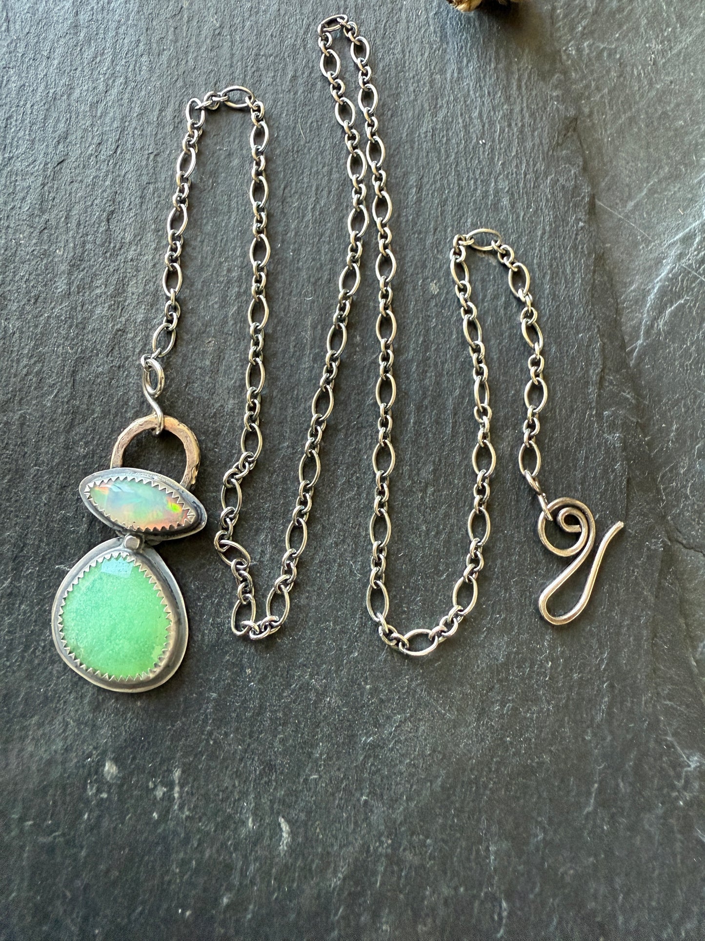 Chrysoprase and Ethiopian opal necklace