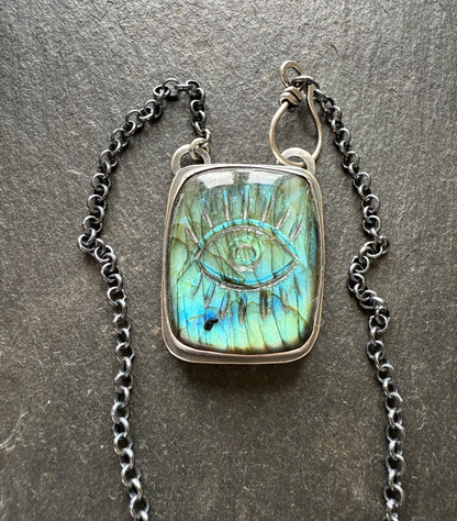 Evil Eye Labradorite Pendant