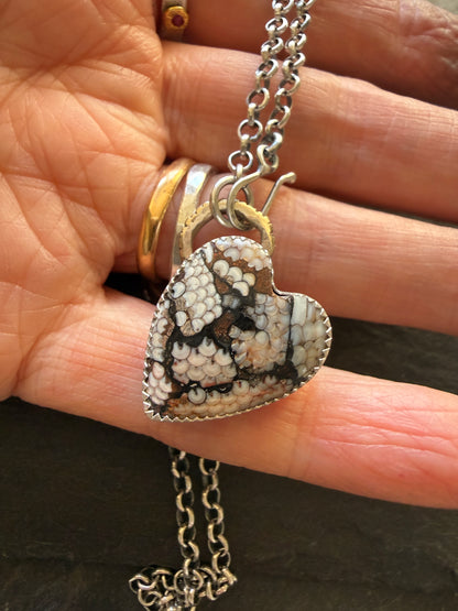 Fossilised Heart Stone Pendant