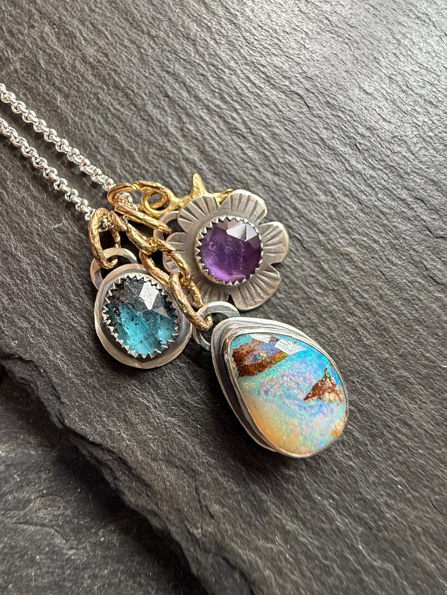 Mixed Metal Charm Necklace