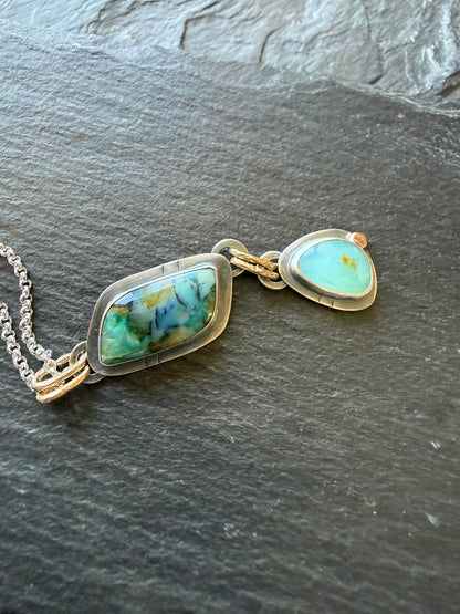 Blue Opalised wood stone Necklace