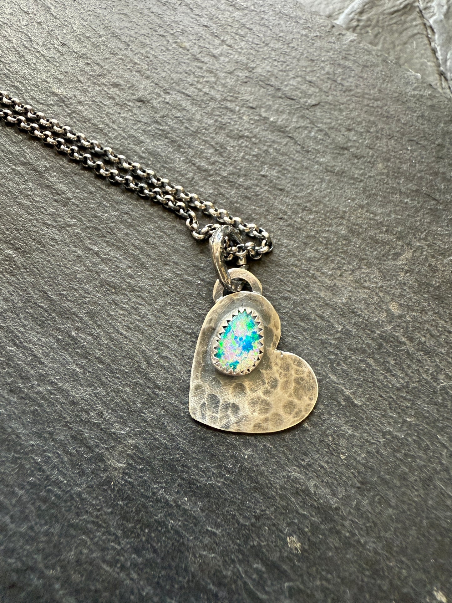 Dainty Heart Pendant with Boulder Opal