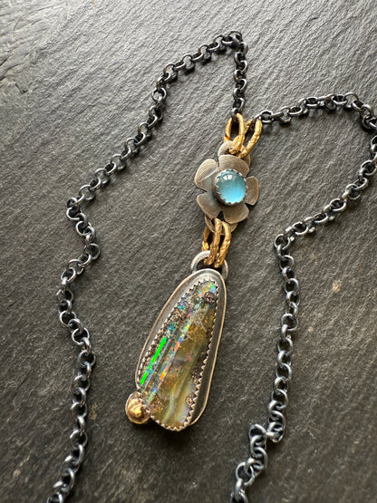 Blue Topaz and Opal Necklace