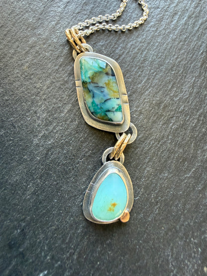 Blue Opalised wood stone Necklace