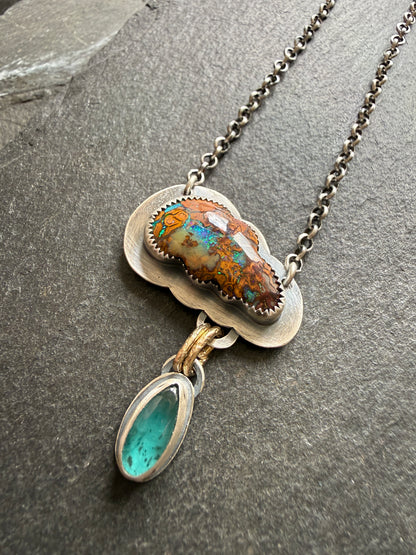 Opal Cloud Necklace with Kyanite