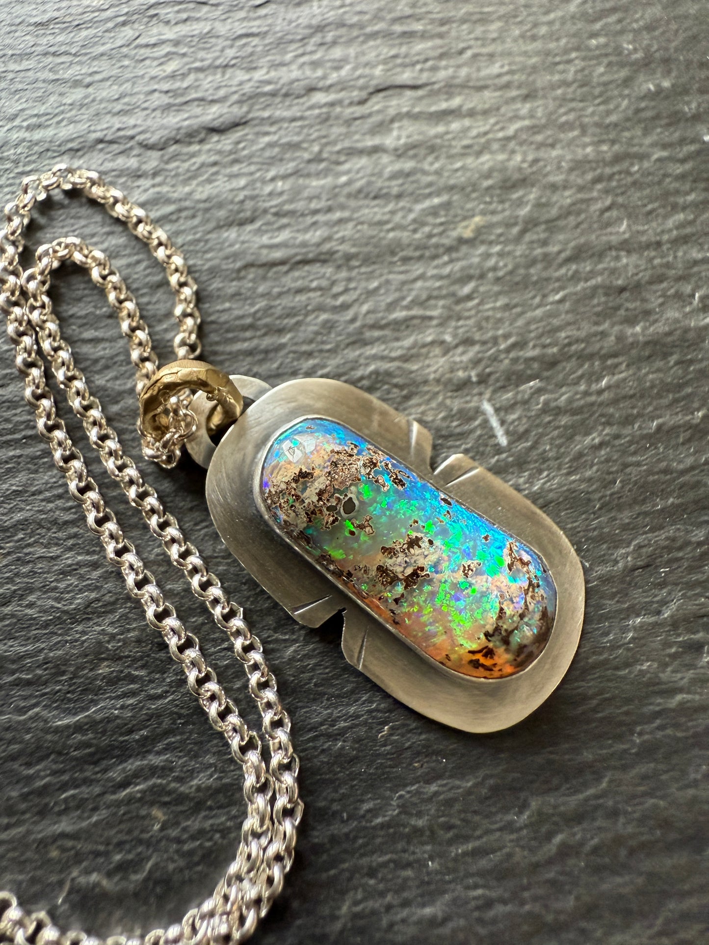 Unique Blue & Green Opal Pendant