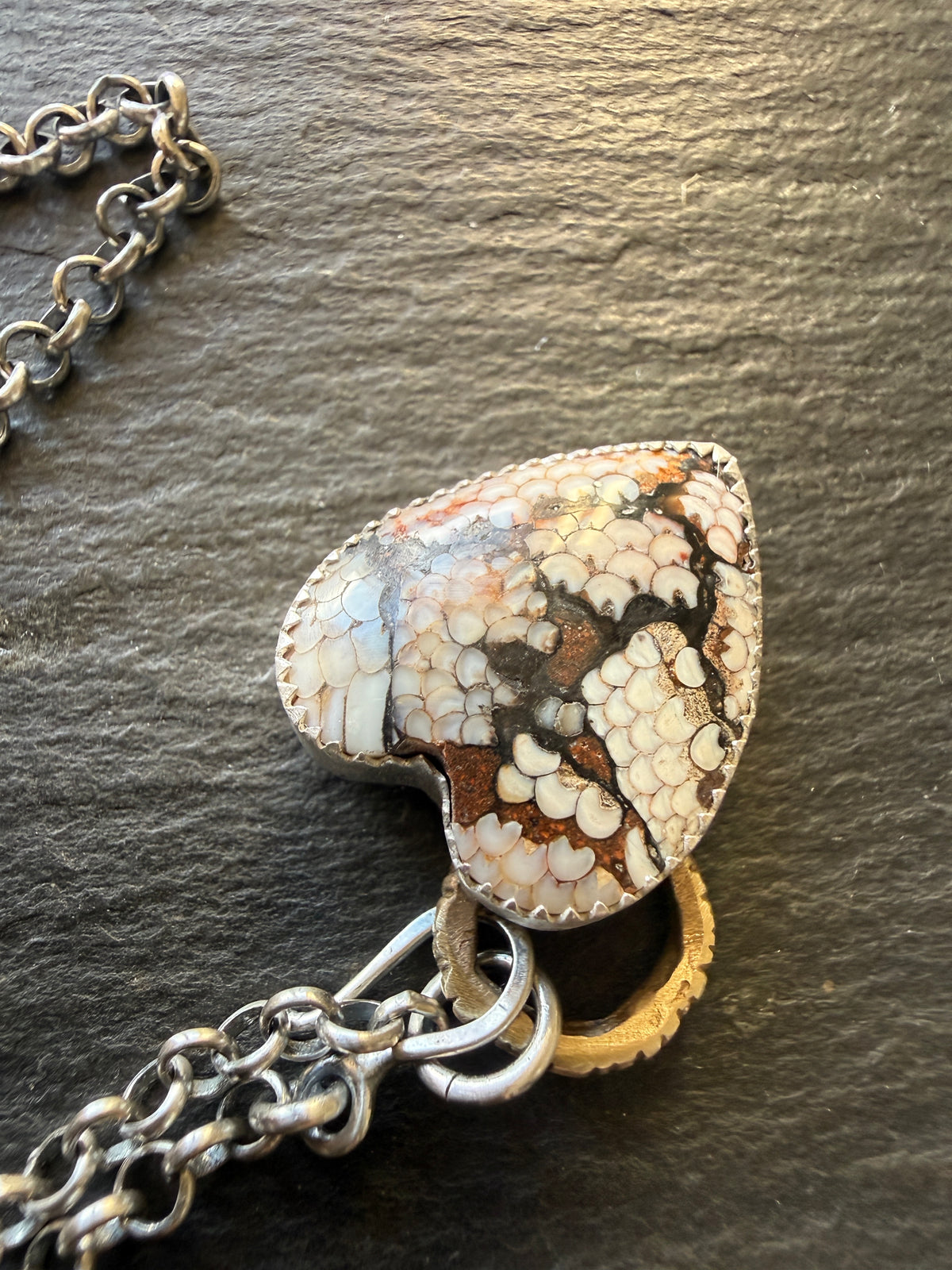 Fossilised Heart Stone Pendant