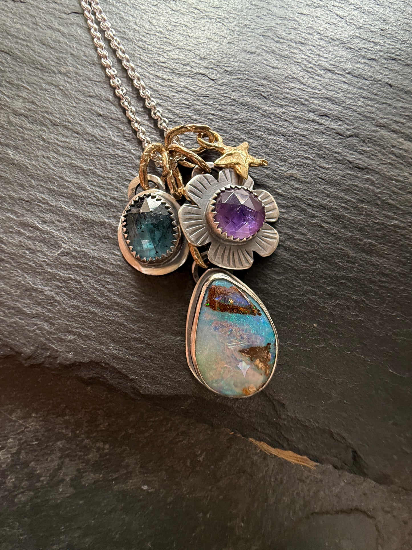 Mixed Metal Charm Necklace