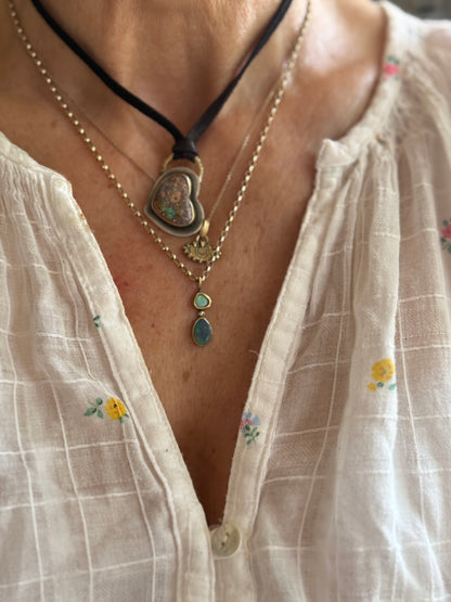 Heart Opal Leather Necklace