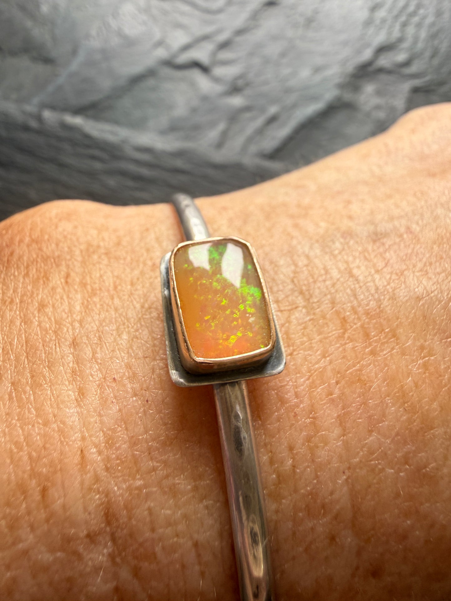 Orange Boulder Opal Bangle