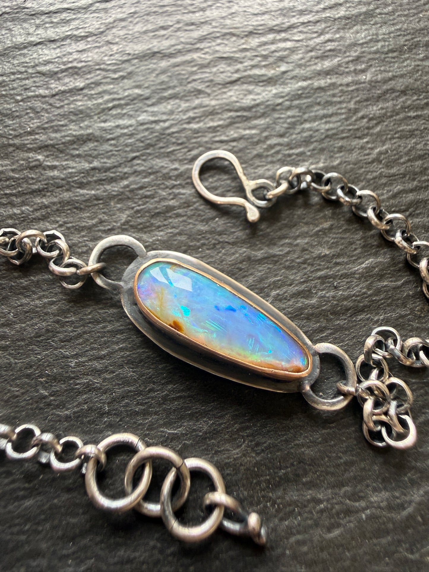 Blue Opal Chain Bracelet