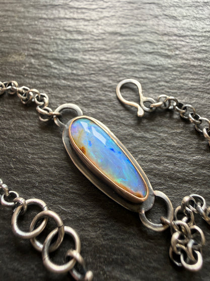 Blue Opal Chain Bracelet