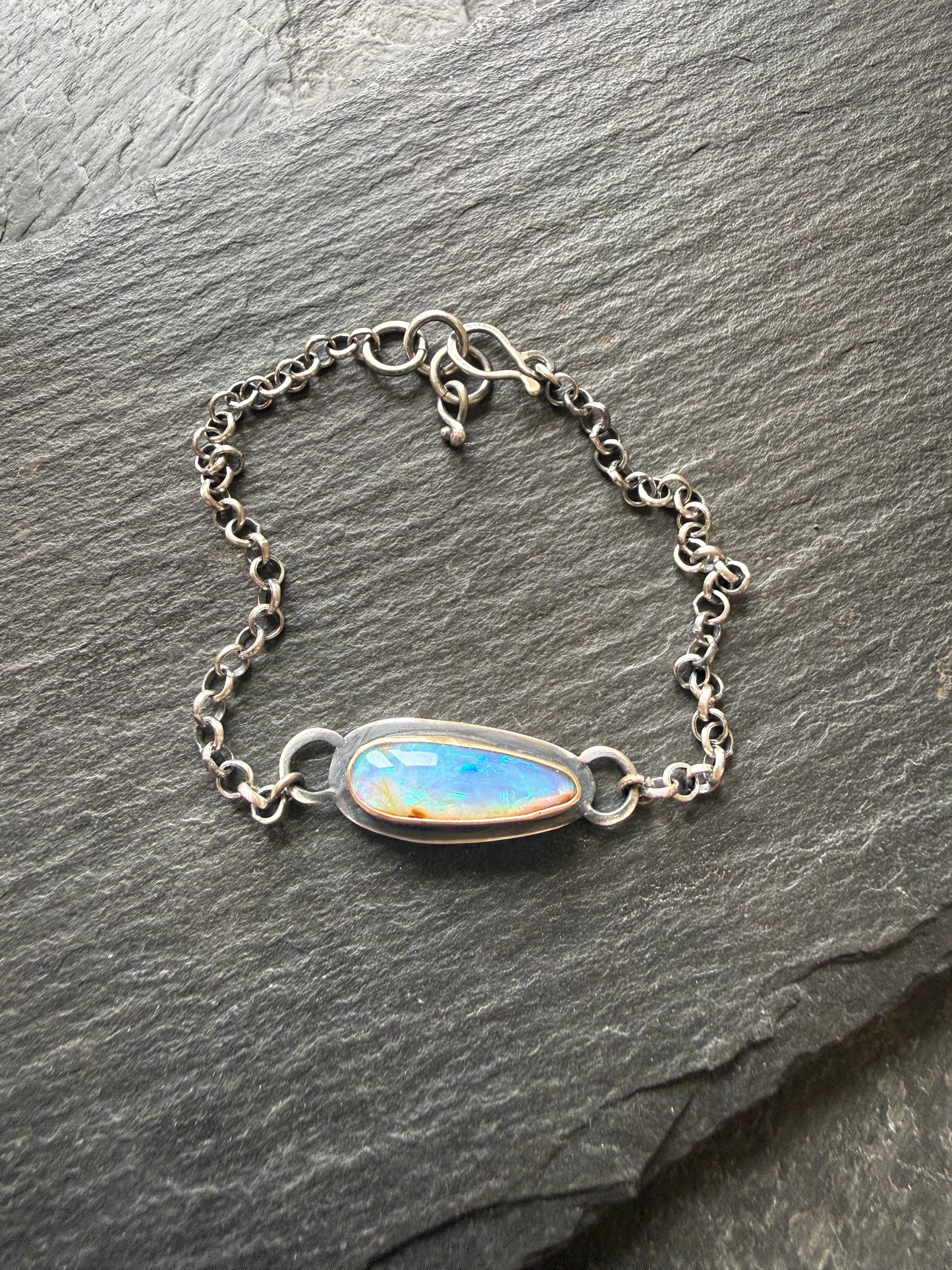 Blue Opal Chain Bracelet