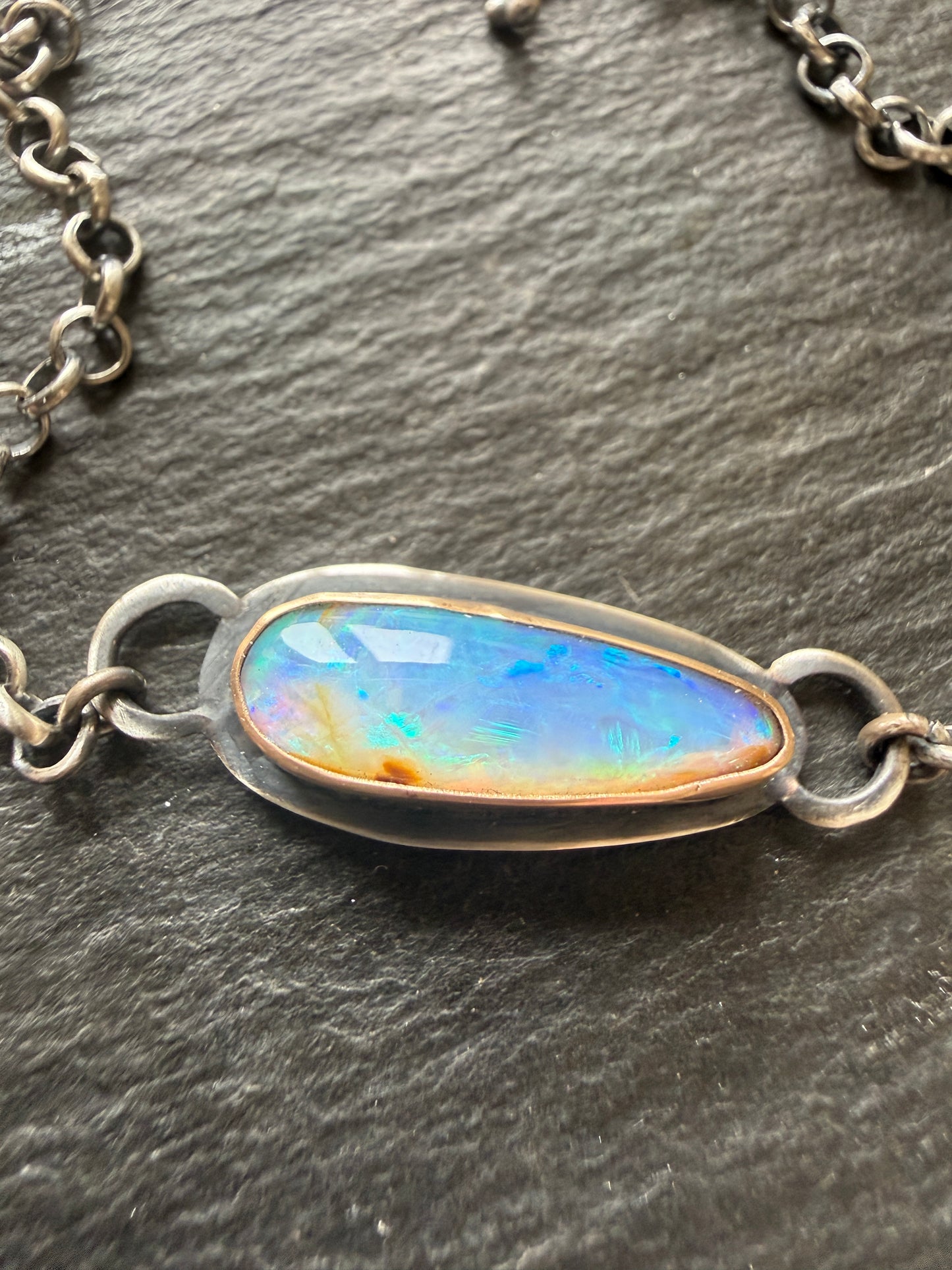 Blue Opal Chain Bracelet
