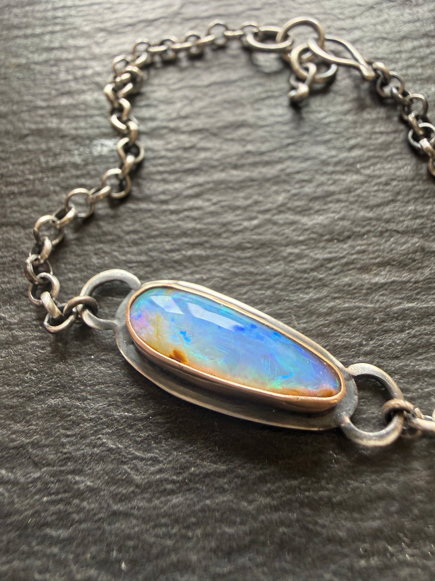Blue Opal Chain Bracelet