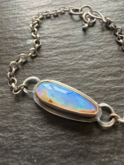 Blue Opal Chain Bracelet