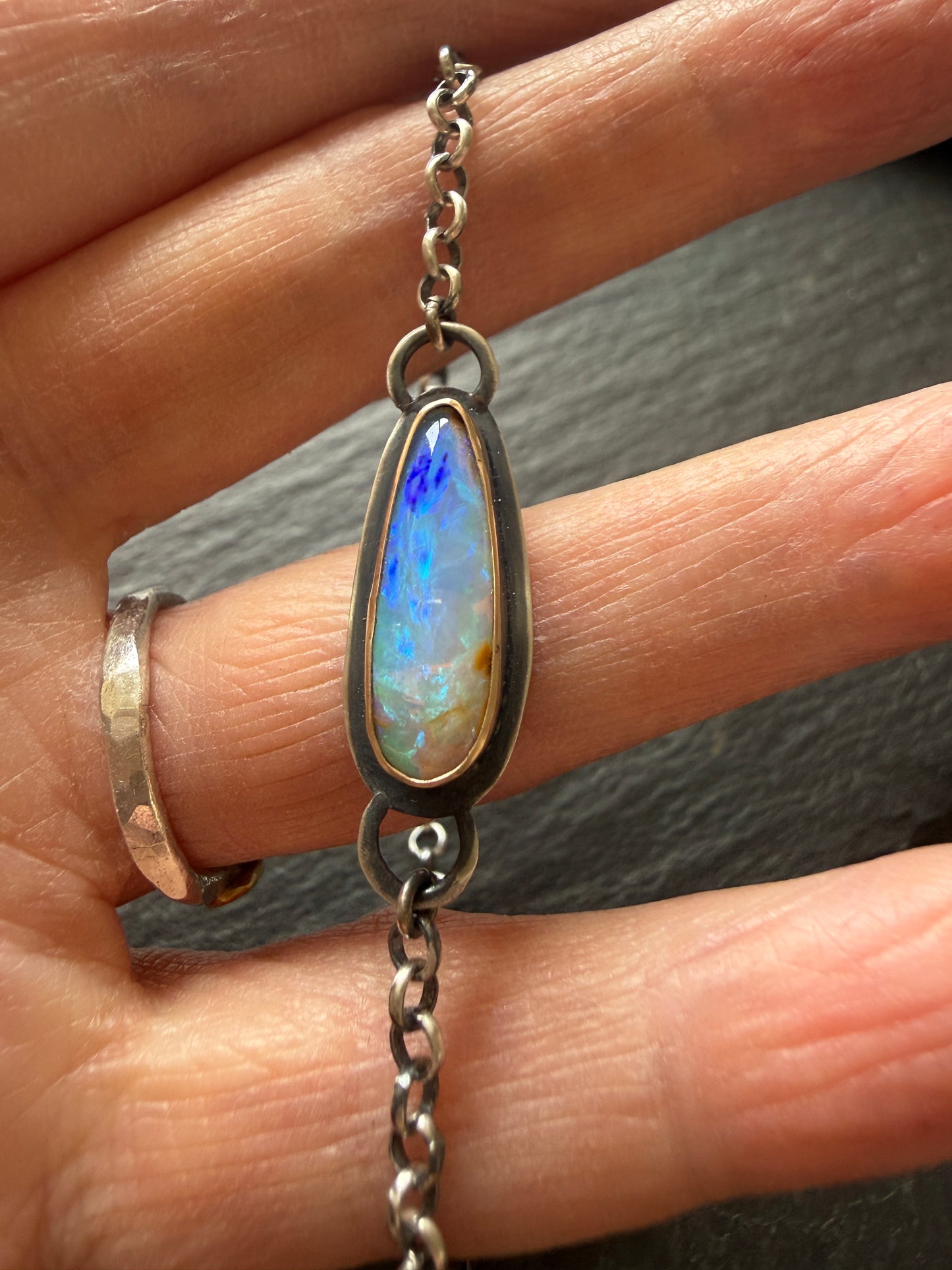 Blue Opal Chain Bracelet