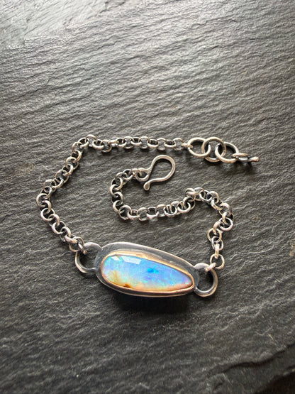Blue Opal Chain Bracelet