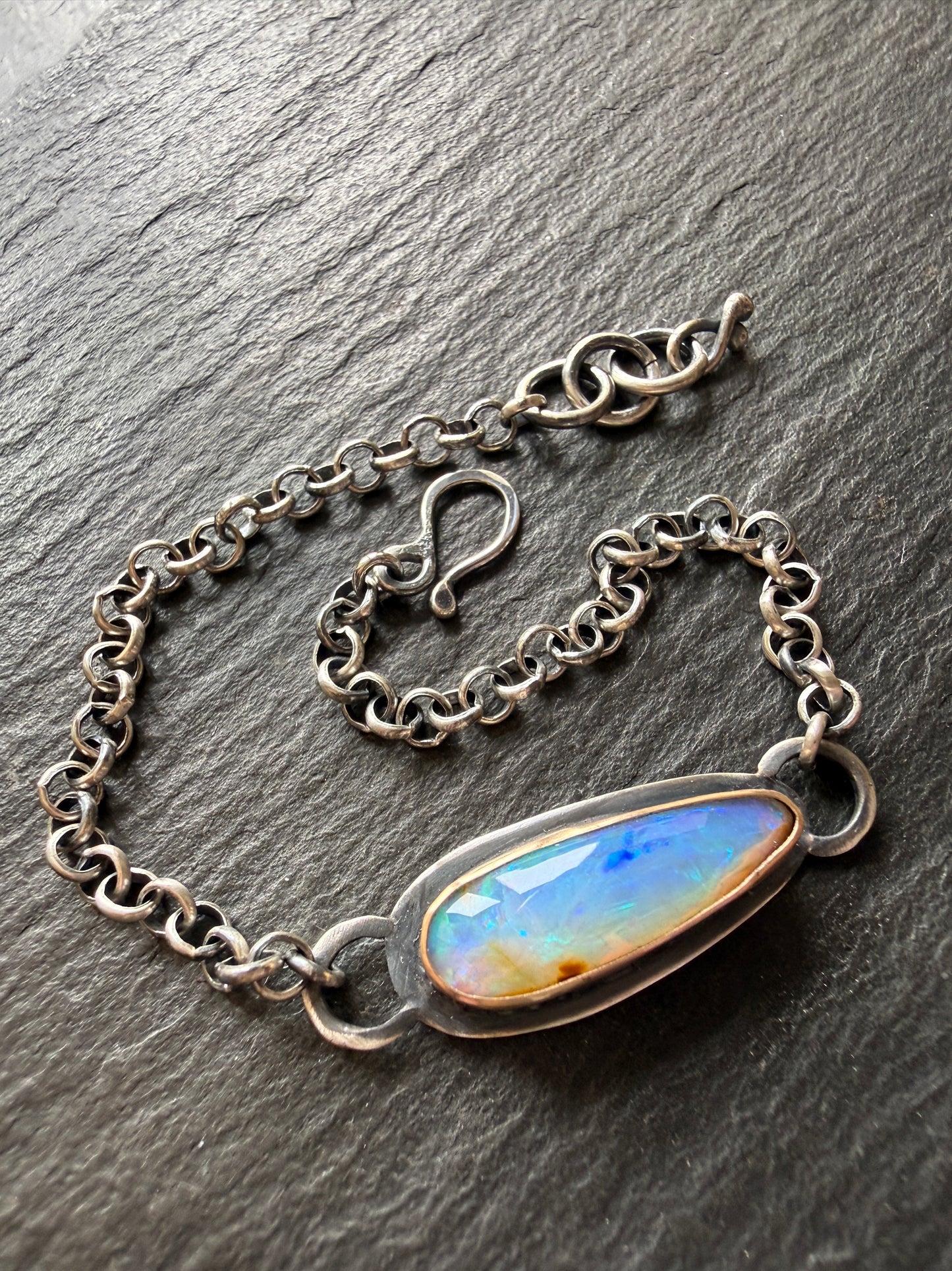 Blue Opal Chain Bracelet