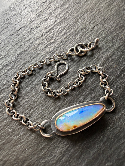 Blue Opal Chain Bracelet