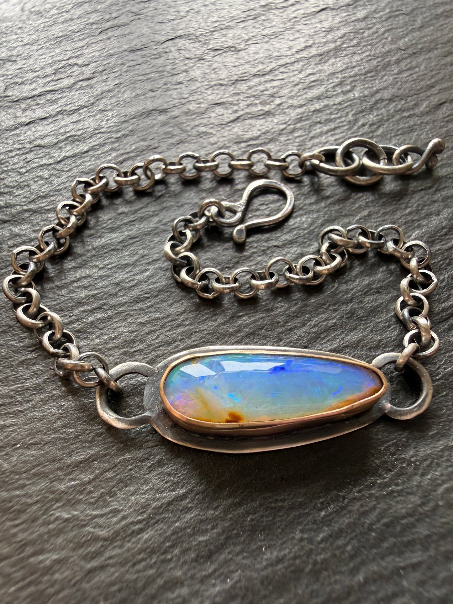 Blue Opal Chain Bracelet