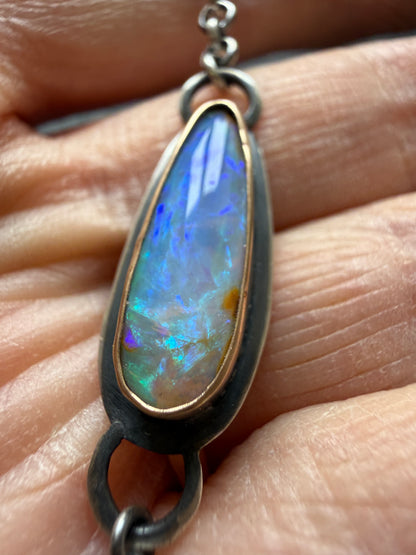Blue Opal Chain Bracelet