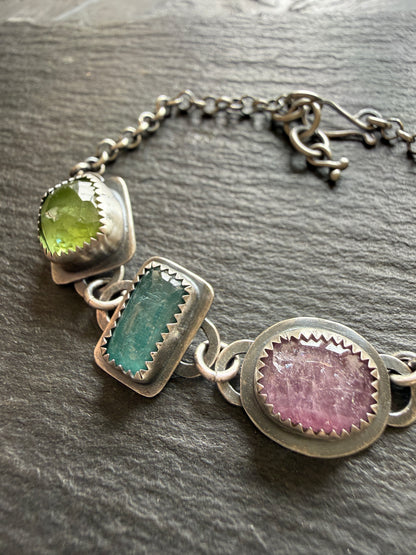 Multi Gem Chain Bracelet