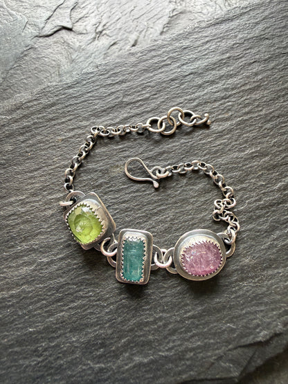 Multi Gem Chain Bracelet