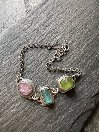 Multi Gem Chain Bracelet
