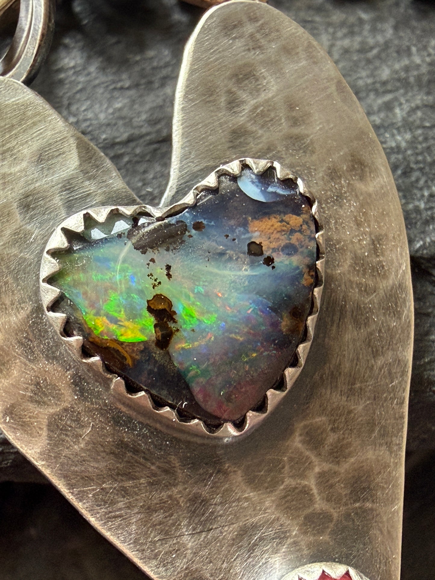 Heart Opal Pendant with Pink Tourmaline