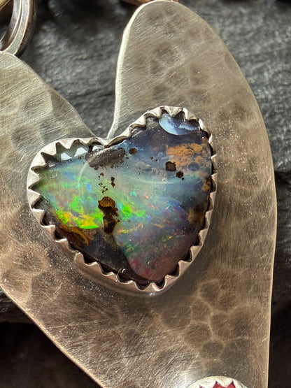 Heart Opal Pendant with Pink Tourmaline
