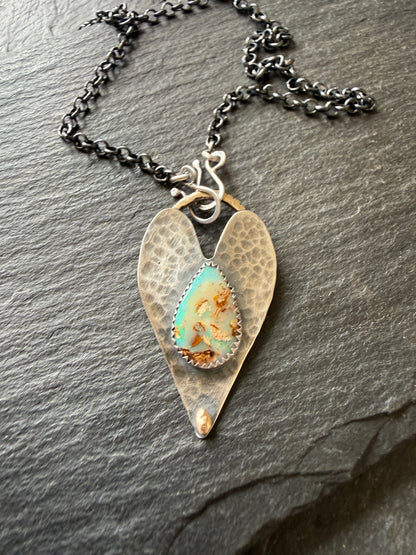 Opal heart pendant